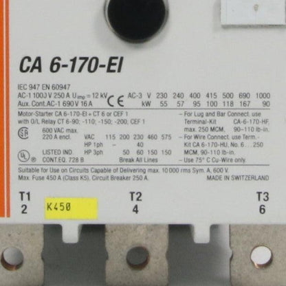Sprecher + Schuh CA6-170-EL Non-Reversing Contactor-Non-Reversing Contactor-Used Industrial Parts