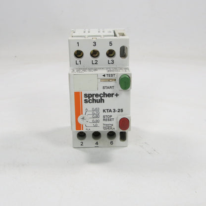 Sprecher + Schuh KTA 3-25 Motor Circuit Protector 0.63 - 1.0 A-Motor Circuit Protector-Used Industrial Parts