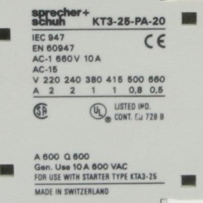Sprecher + Schuh KTA 3-25 Motor Circuit Protector-Motor Circuit Protector-Used Industrial Parts