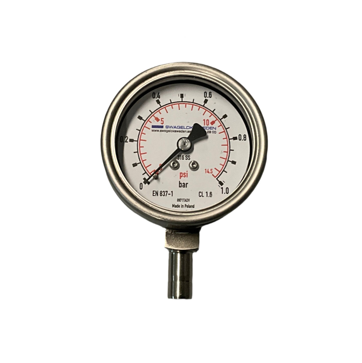 Swagelok PGI-63B-BG1-LBHX-9314 Pressure Gauge-Pressure Gauge-BC-04-05-02-6152427516580-Used Industrial Parts