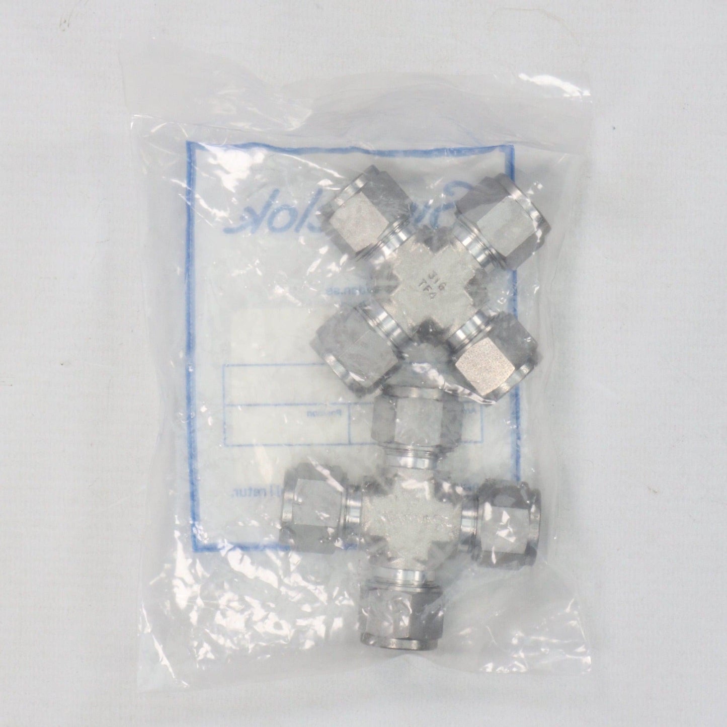 Swagelok SS 12M0 4 Union Cross Tube Fitting (2x)-Union Cross Pipe Connector-Used Industrial Parts