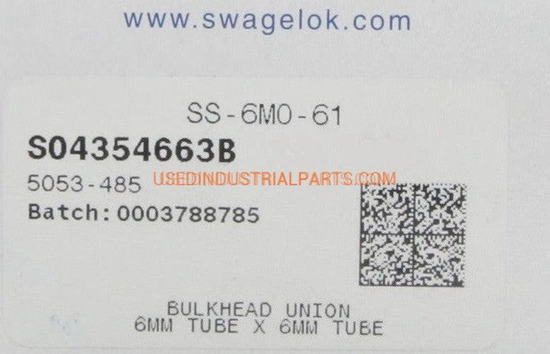 Swagelok SS-6M0-61 Tube Fitting-Bulkhead Union Tube Fitting-BC-03-04-Used Industrial Parts