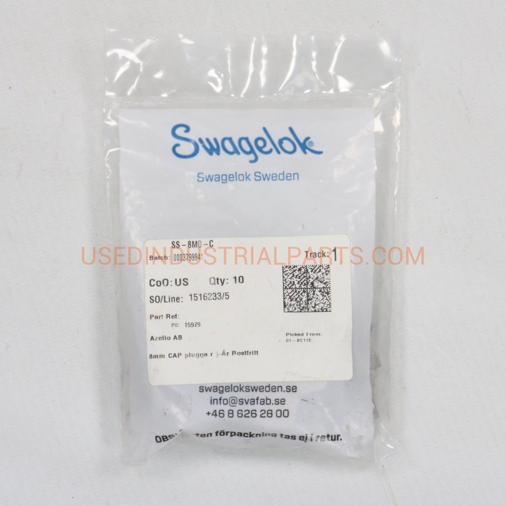 Swagelok SS 8M0 C Stainless Steel Cap (x10)-Stainless Steel Cap-BC-04-04-01-Used Industrial Parts