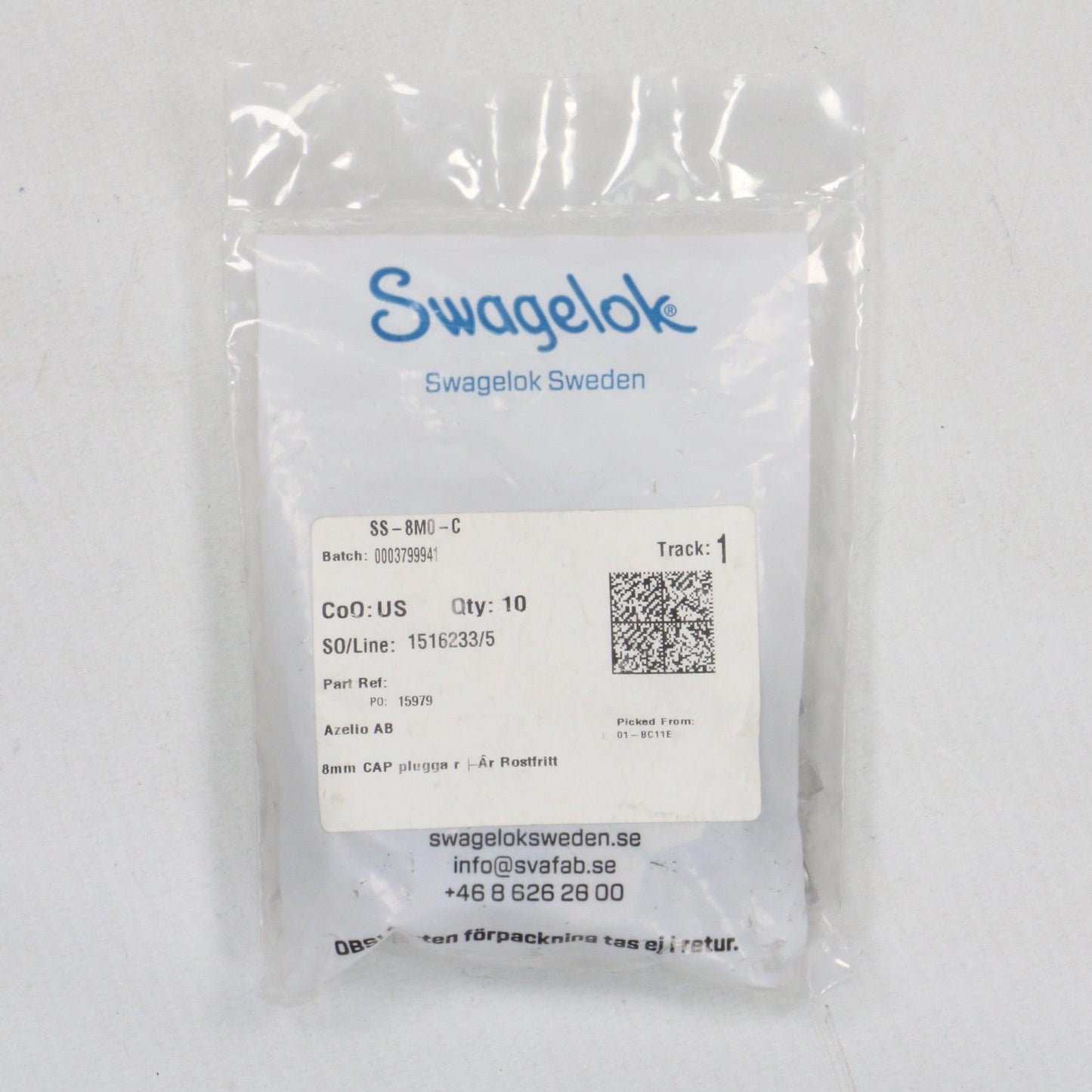 Swagelok SS 8M0 C Stainless Steel Cap (x10)-Stainless Steel Cap-Used Industrial Parts