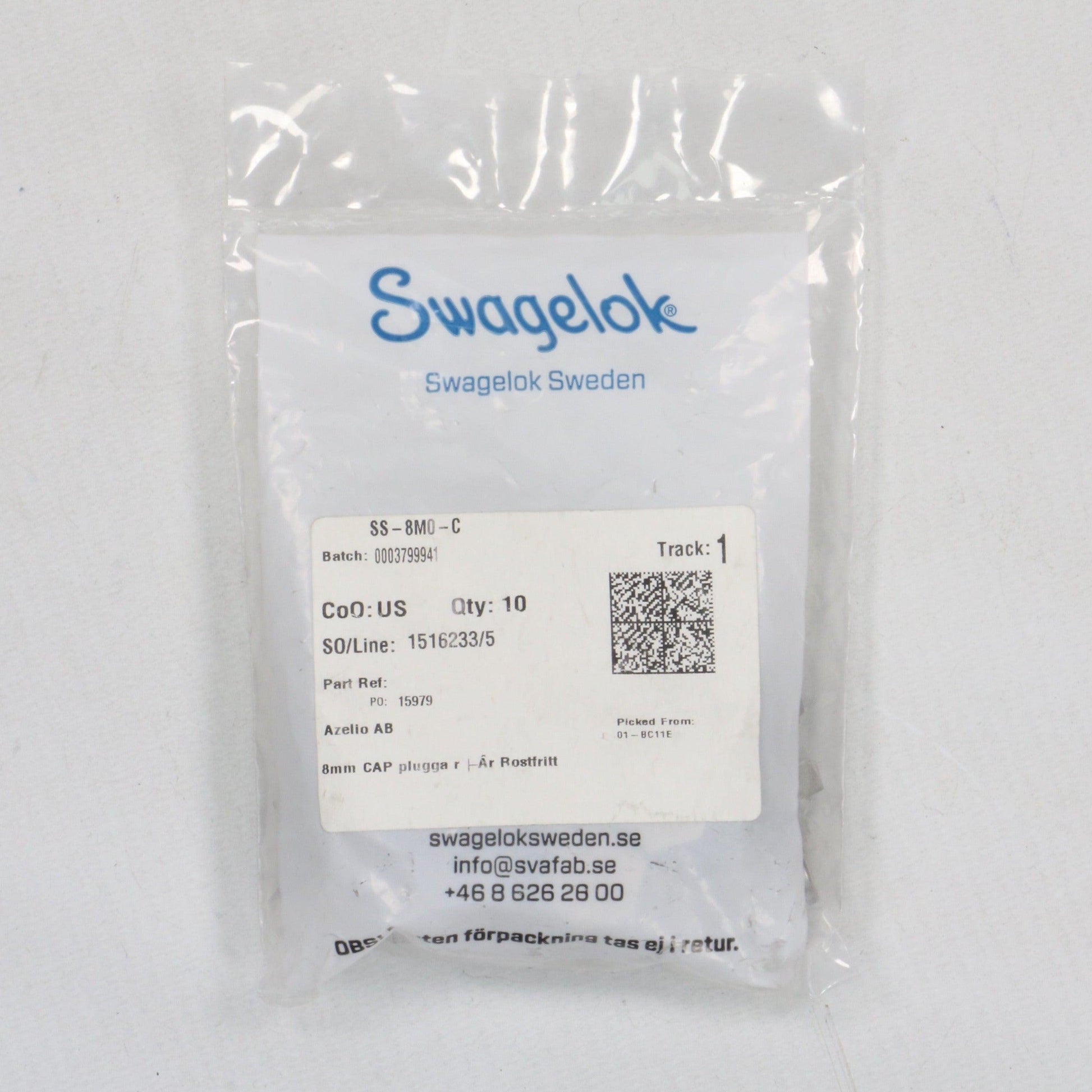 Swagelok SS 8M0 C Stainless Steel Cap (x10)-Stainless Steel Cap-Used Industrial Parts