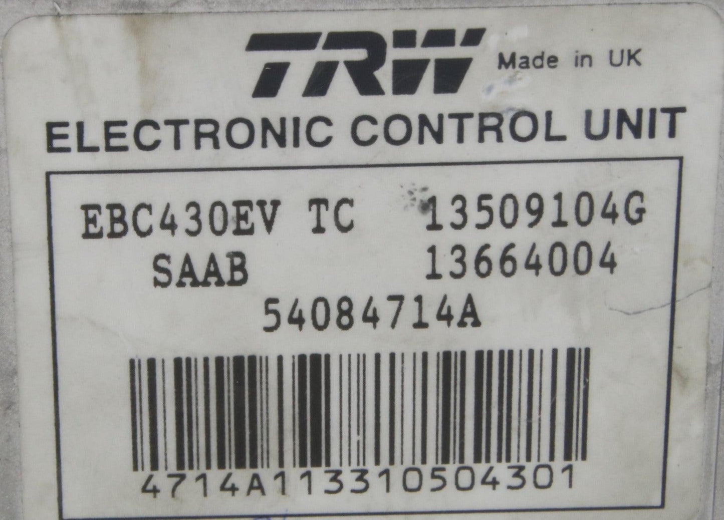 TRW Electronic Control Unit EBC430EV TC-Electronic Control Unit-Used Industrial Parts