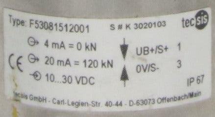 Tecsis Force Measuring Load Pin F53081512001-Load Pin-Used Industrial Parts