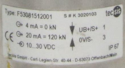 Tecsis Force Measuring Load Pin F53081512001-Load Pin-Used Industrial Parts