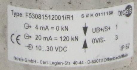 Tecsis Force Measuring Load Pin F53081512001/R1-Load Pin-Used Industrial Parts