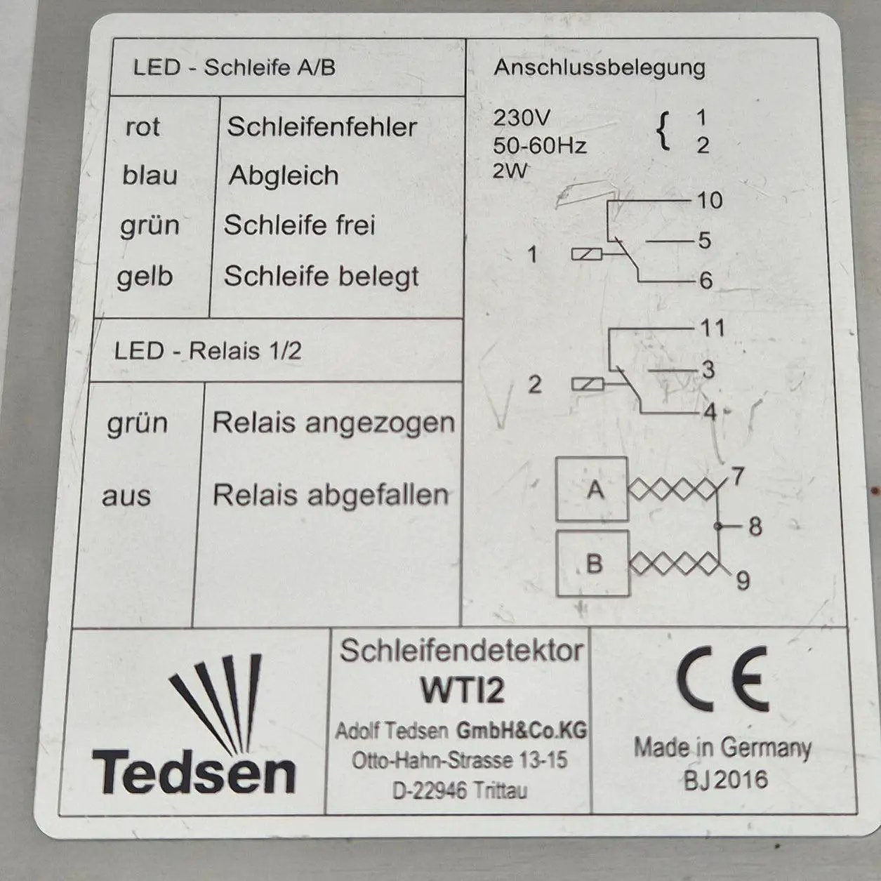 Tedsen WTI2 Induction Loop Detector-Induction Loop Detector-Used Industrial Parts