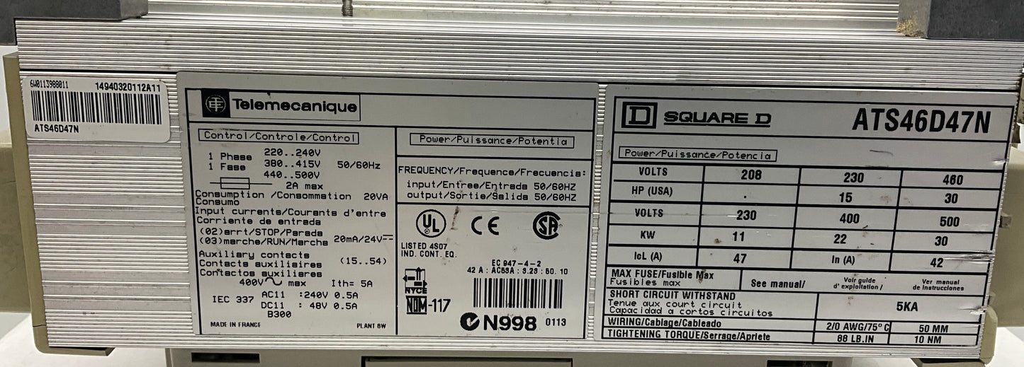 Telemecanique ATS46D47N Altistart 46 Soft Starter-Soft Starter-Used Industrial Parts