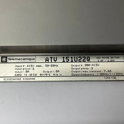 Telemecanique Altivar 5 ATV 151U22Q Frequency Inverter-Frequency Inverter-Used Industrial Parts