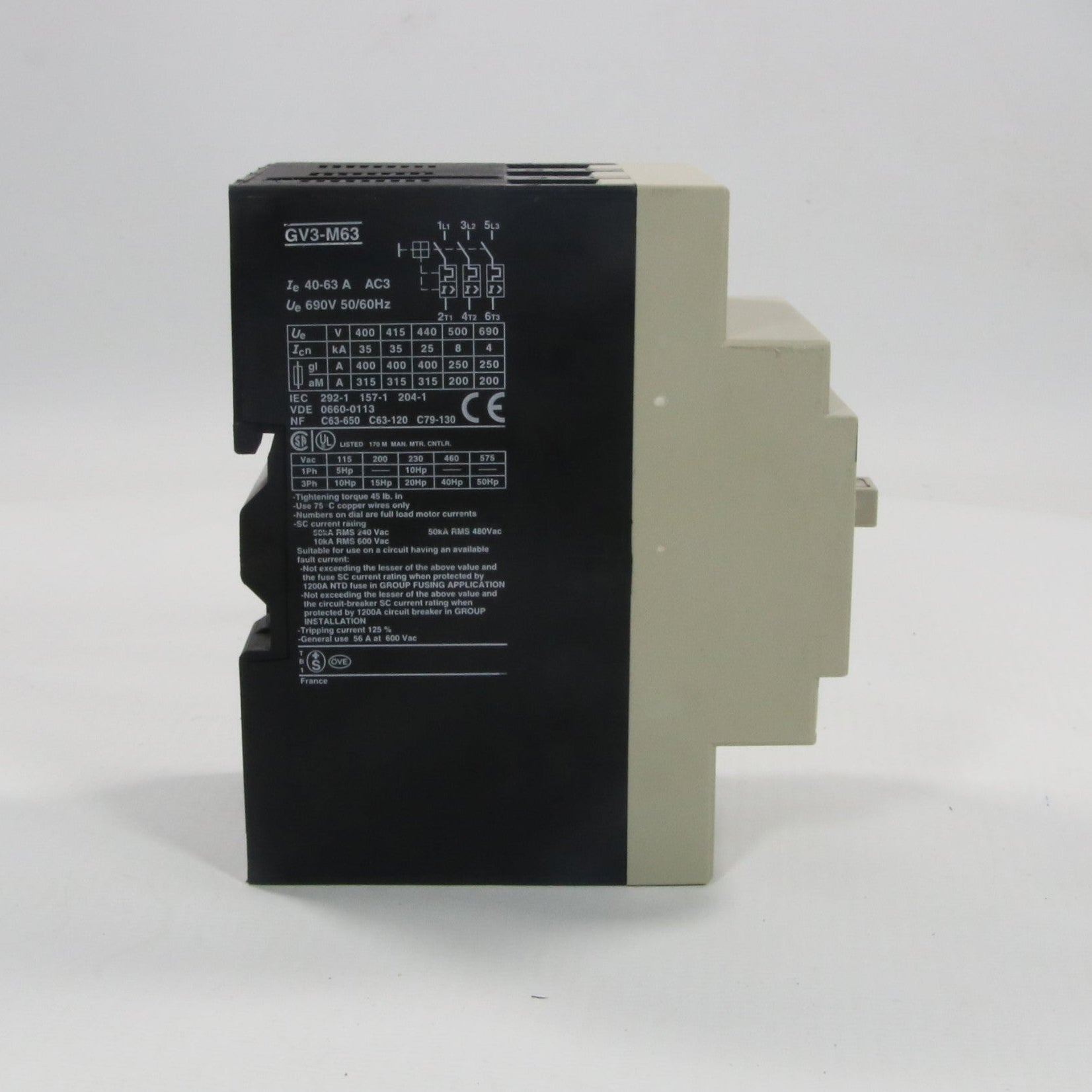 Telemecanique GV3-M63 Motor Circuit Breaker-Motor Circuit Breaker-Used Industrial Parts