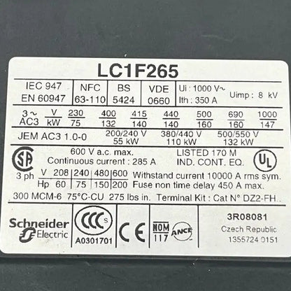 Telemecanique LC1 F265 Contactor-Contactor-Used Industrial Parts