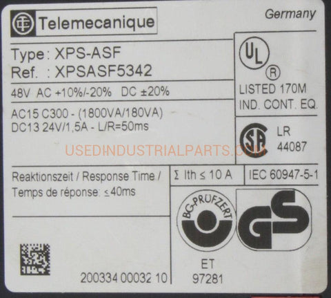 Image of Telemecanique Preventa XPS-ASF Safety Relay 5342-Safety Relay-AB-07-04-Used Industrial Parts