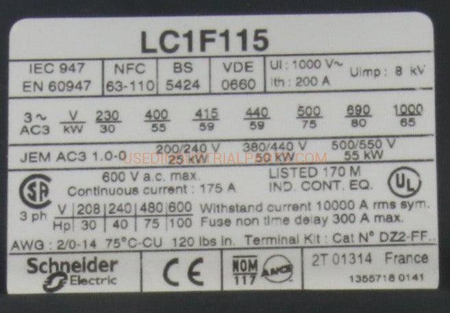 Telemecanique Square D LC1 F115 Contactor-Contactor-AA-05-02-Used Industrial Parts