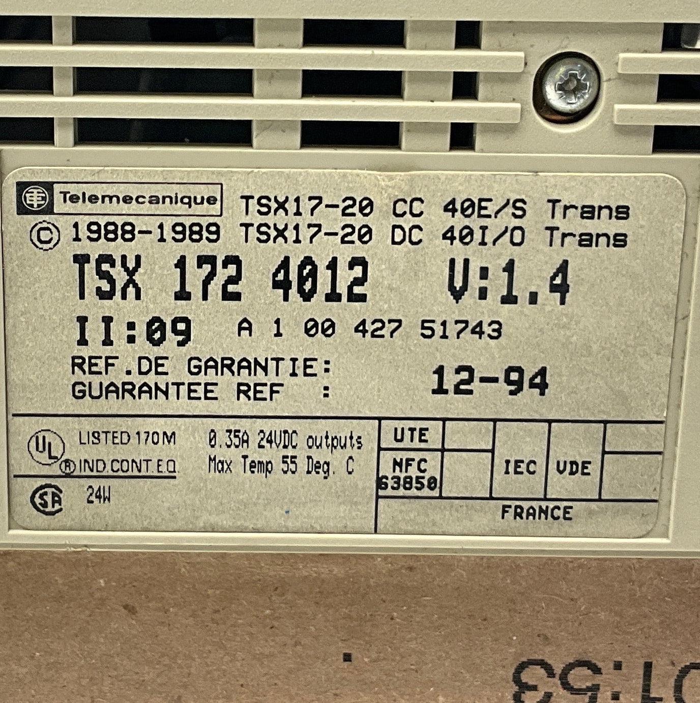Telemecanique TSX 1724012 Programmable Controller-Programmable Controller-Used Industrial Parts
