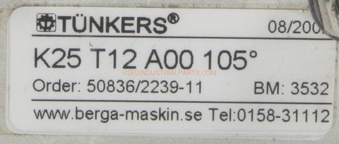 Image of Tunkers Clamping Terminal K25 T12 A00 105-Clamping Terminal-DA-04-06-Used Industrial Parts
