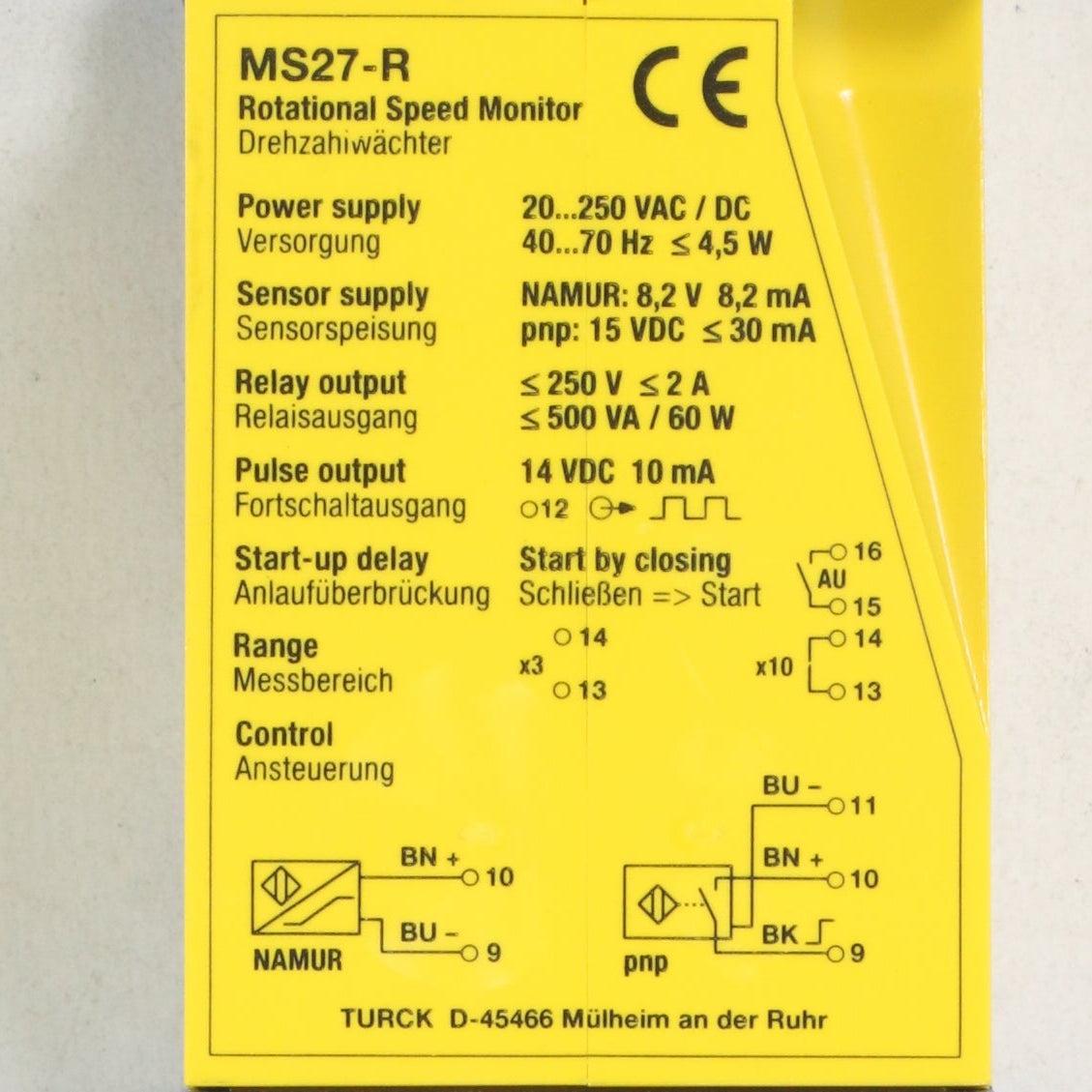 Turck MS27-R Rotational Speed Monitor-Rotational Speed Monitor-Used Industrial Parts