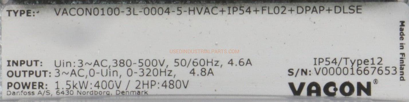 Vacon VACON0100-3L-0004-5-HVAC Drive-HVAC Drive-AC-03-04-Used Industrial Parts