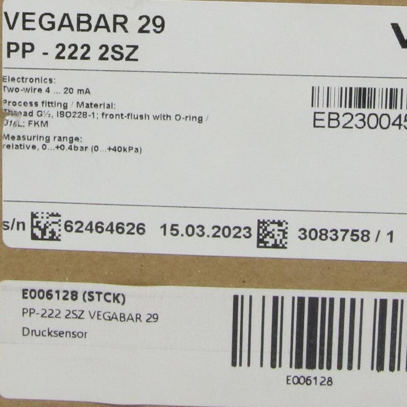 Vega Vegabar 29 Universal Process Pressure Transmitter - PP - 222 2SZ-Universal Process Pressure Transmitter-Used Industrial Parts