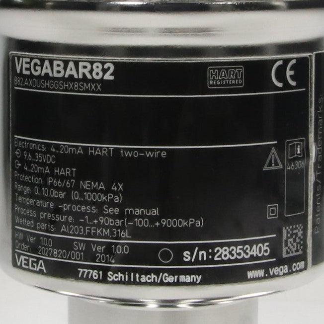 Vega Vegabar 82 Pressure Transmitter - B82.AXDUSHGGSHX8SMXX-Process Pressure Transmitter-Used Industrial Parts