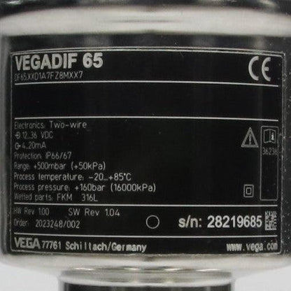 Vega Vegadif 65 Differential Pressure Transmitter - DF65.XXD1A7FZ8MXX7-Differential Pressure Transmitter-Used Industrial Parts