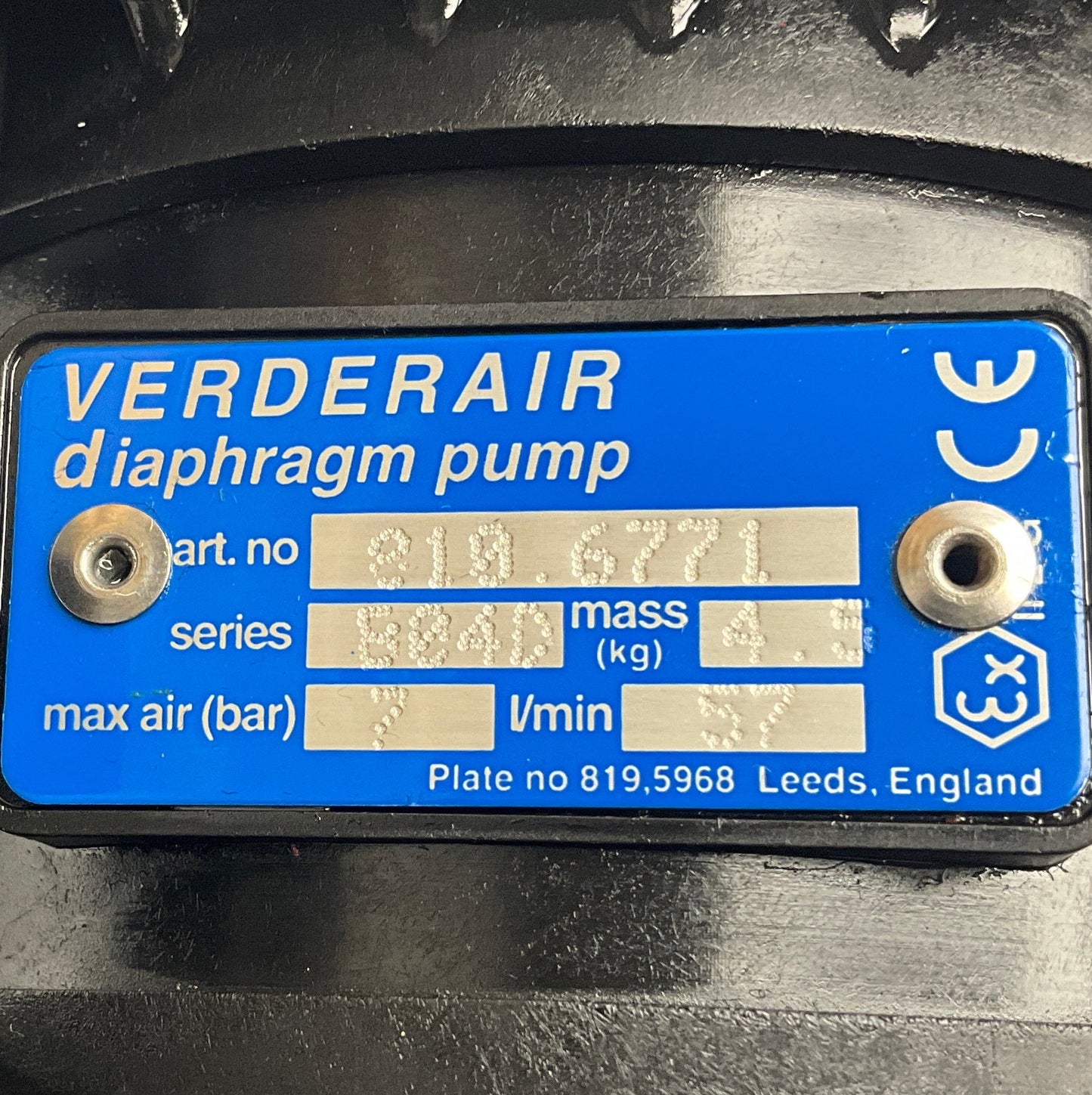 Verderair VA 810.6771 Air Operated Double Diaphragm Pump-Air Operated Double Diaphragm Pump-Used Industrial Parts