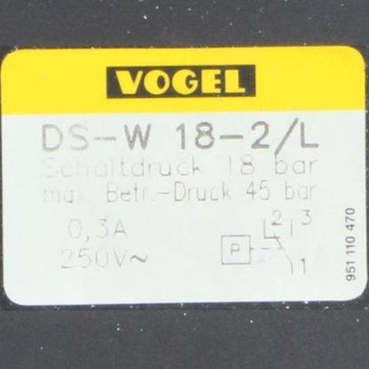Vogel DS-W 18-2/L Pressure Switch-Pressure Switch-Used Industrial Parts