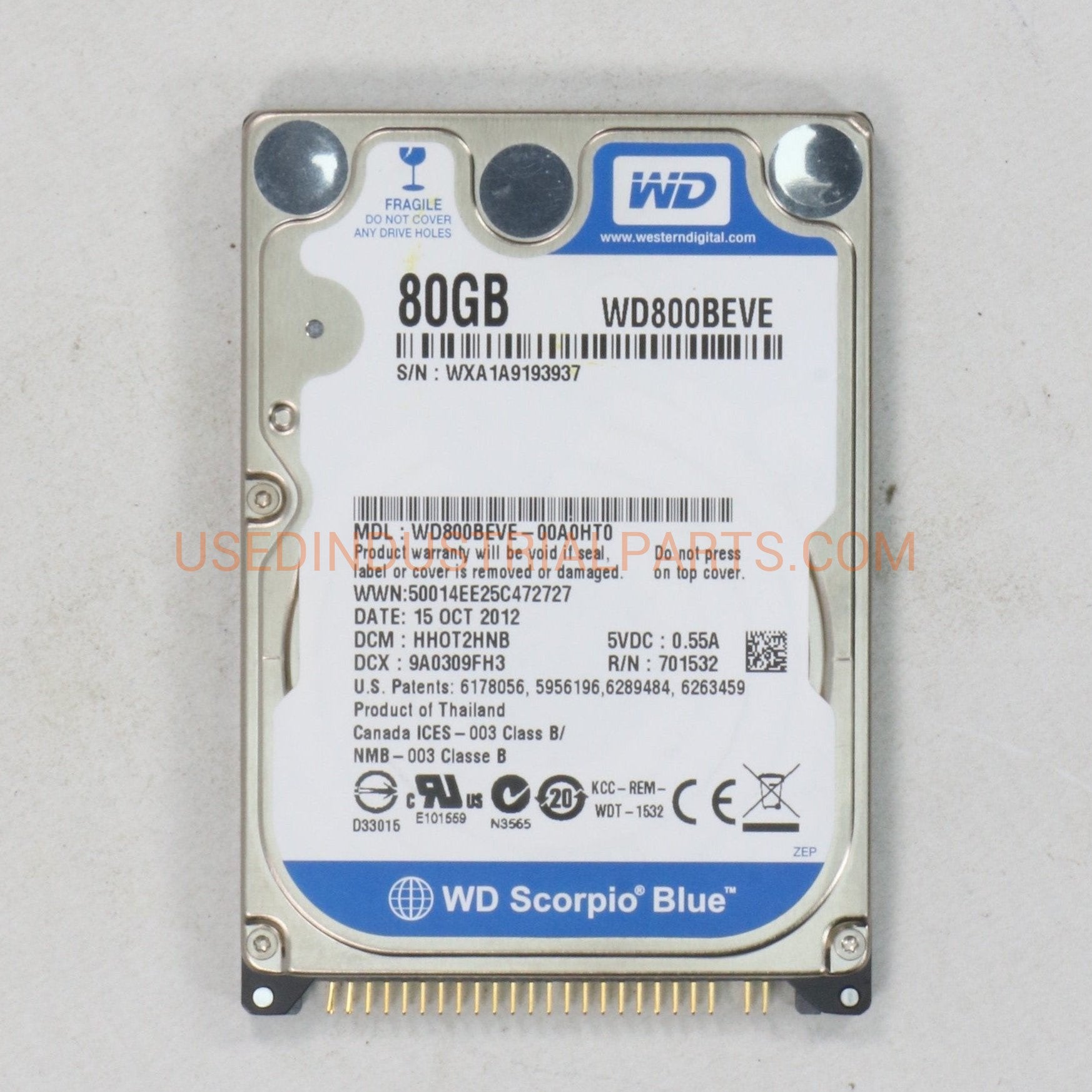 WD Scorpio Blue 80GB Hard Drive-Hard Drive-AE-05-02-02-Used Industrial Parts