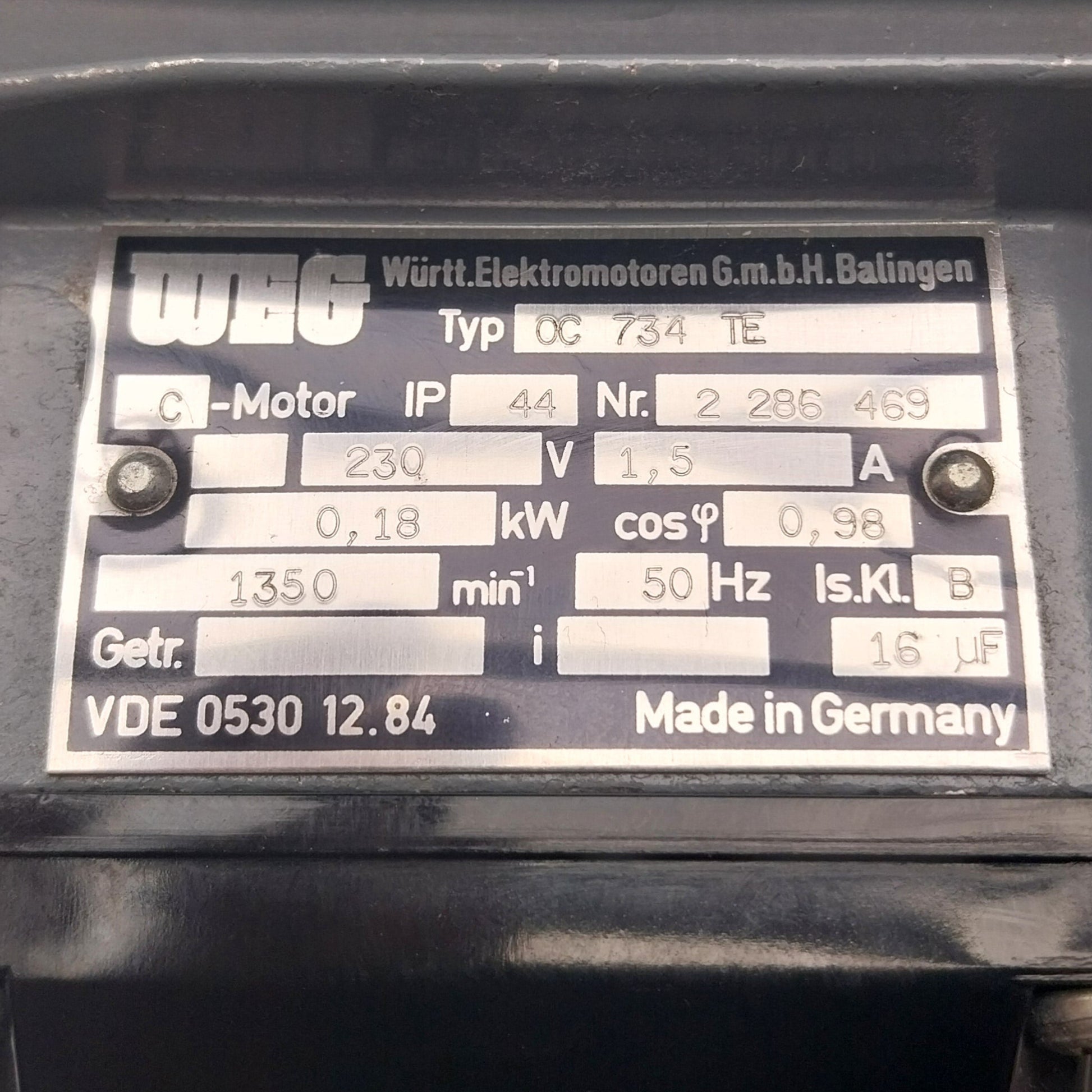 WEG CC 734 TE Single Phase Electric Motor-Electric Motor-Used Industrial Parts