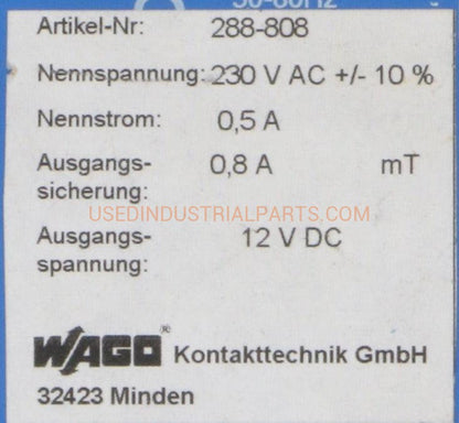 Wago Stabilised Power Supply 288-808-Power Supply-AB-02-02-Used Industrial Parts