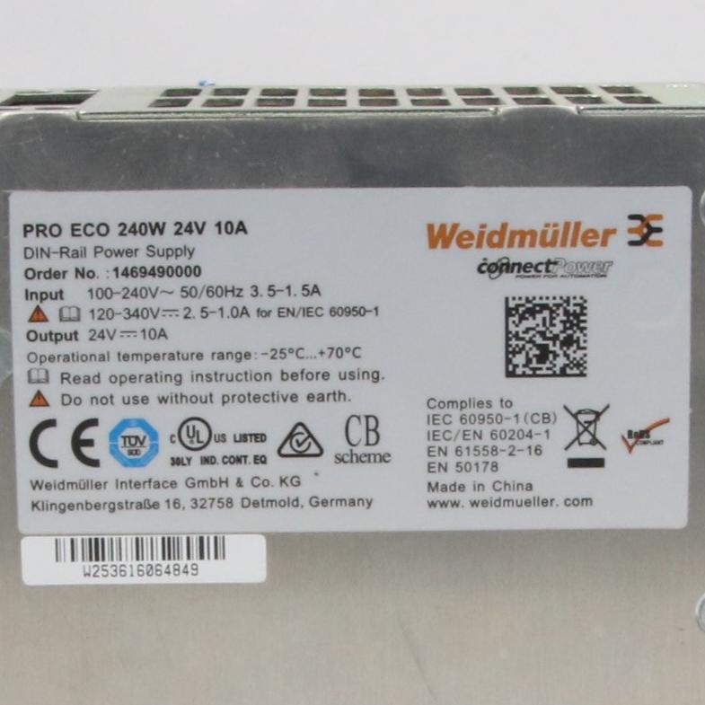 Weidmuller Pro Eco 240W 24V DIN Rail Power Supply-Power Supply-Used Industrial Parts