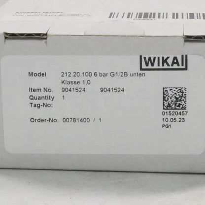 Wika 212.20.100 Analog Pressure Gauge-Analog Pressure Gauge-Used Industrial Parts