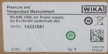 Wika PU-548 Pressure & Temperature Measurement Programming Unit-Programming Unit-Used Industrial Parts