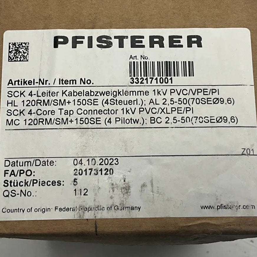 Pfisterer 332171001 SCK 4-Core Insulation Piercing Tap Connector-Insulation Piercing Tap Connector-Used Industrial Parts