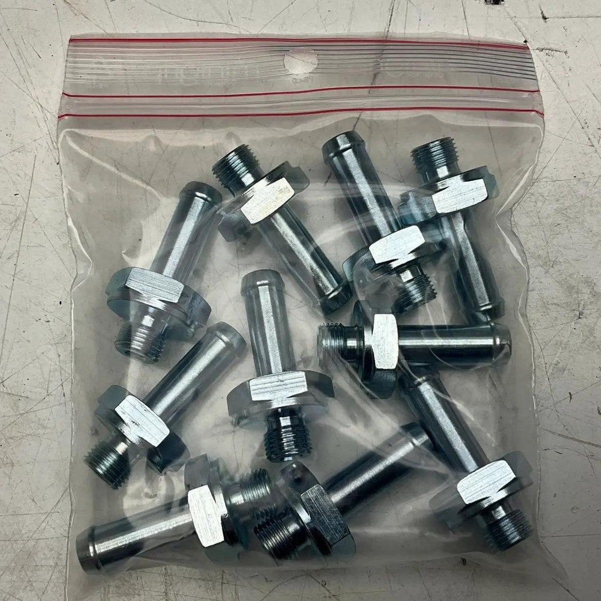 Generic Steel Straight Male Hose Barb Fitting G1/8" x 10/pcs.-Steel Straight Male Hose Barb Fitting-Used Industrial Parts