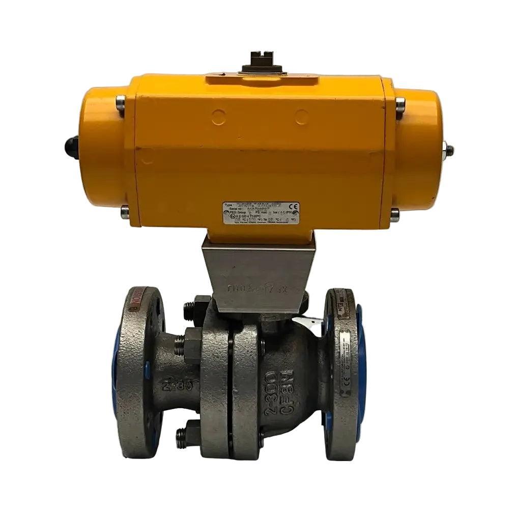 Emerson ES0200 Pneumatic Actuator with Kitz Corporation UTBZM-FS(C) Ball Valve Assembly-Pneumatically Actuated Ball Valve Assembly-Used Industrial Parts