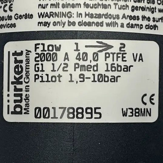 Burkert Type 200 G1 1/2 Angle Seat Valve - 00178895-Angle Seat Valve-Used Industrial Parts