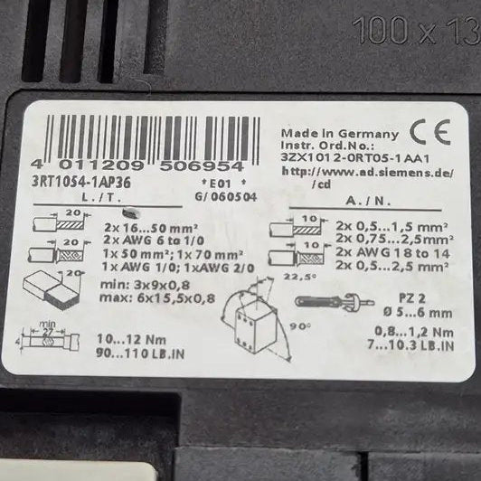 Used Industrial Parts : Siemens 3RT1054-1AP36 Power Contactor