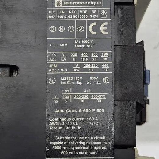 Used Industrial Parts : Telemecanique LC1 D40 11 Contactor - LX1 D6 M7