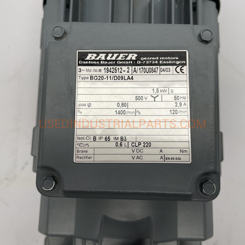 Image of Bauer Danfoss Gear motor BG20-11-D09LA4-Electric Motors-EB-02-02-Used Industrial Parts